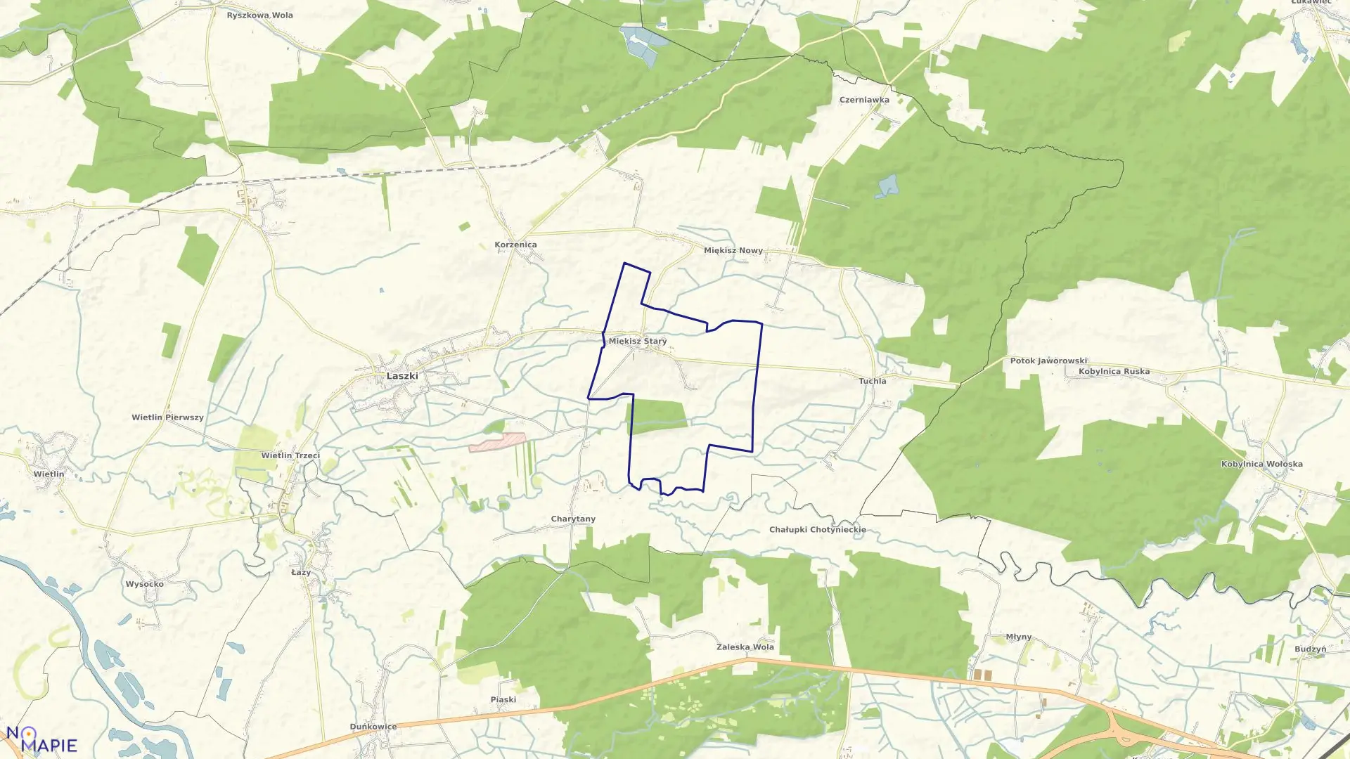 Mapa obrębu MIĘKISZ STARY w gminie Laszki