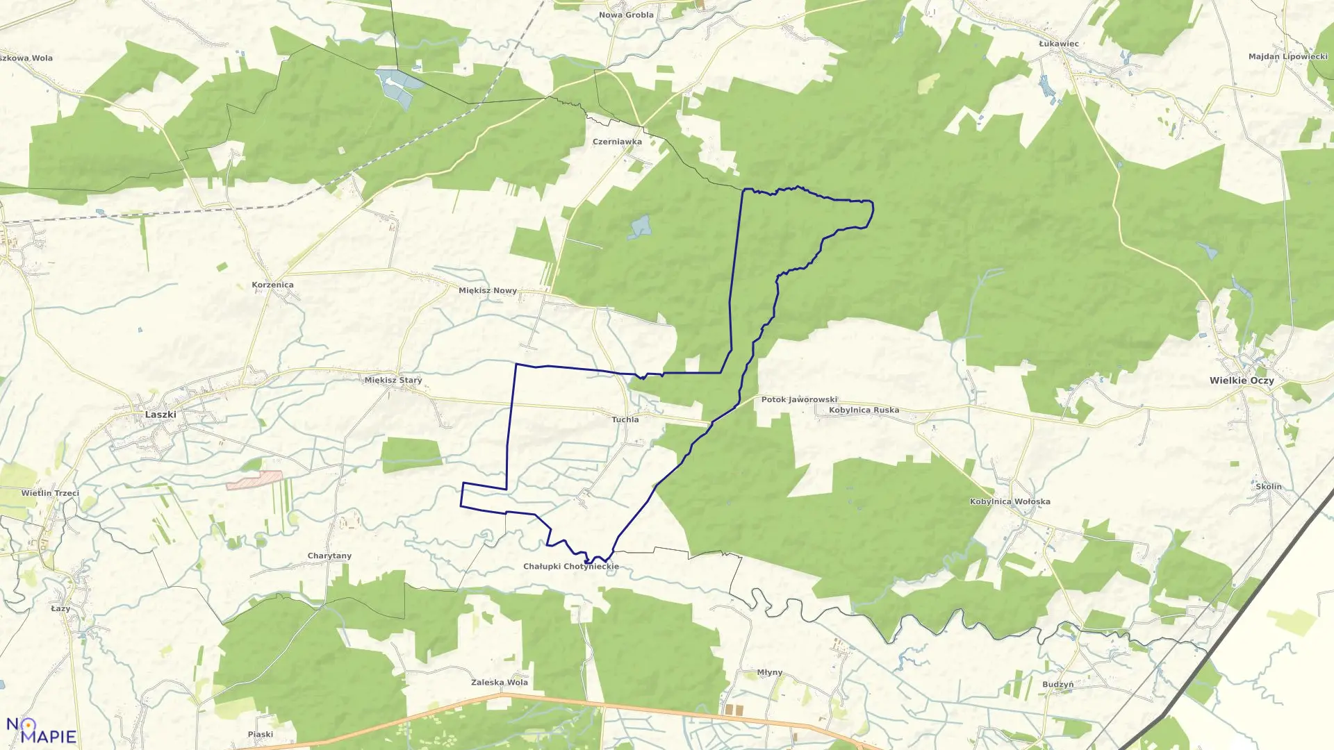 Mapa obrębu TUCHLA w gminie Laszki